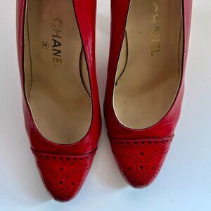 Chanel Leather Red Shoes US Size 6.5 (37.5)